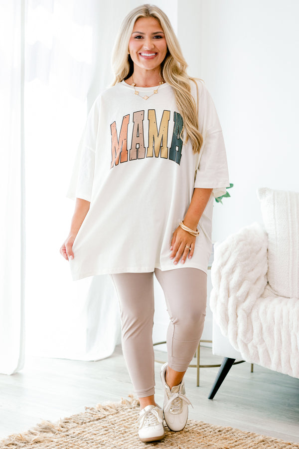Chic Soul plus size clothing, off-white half sleeve boyfriend graphic tee with 