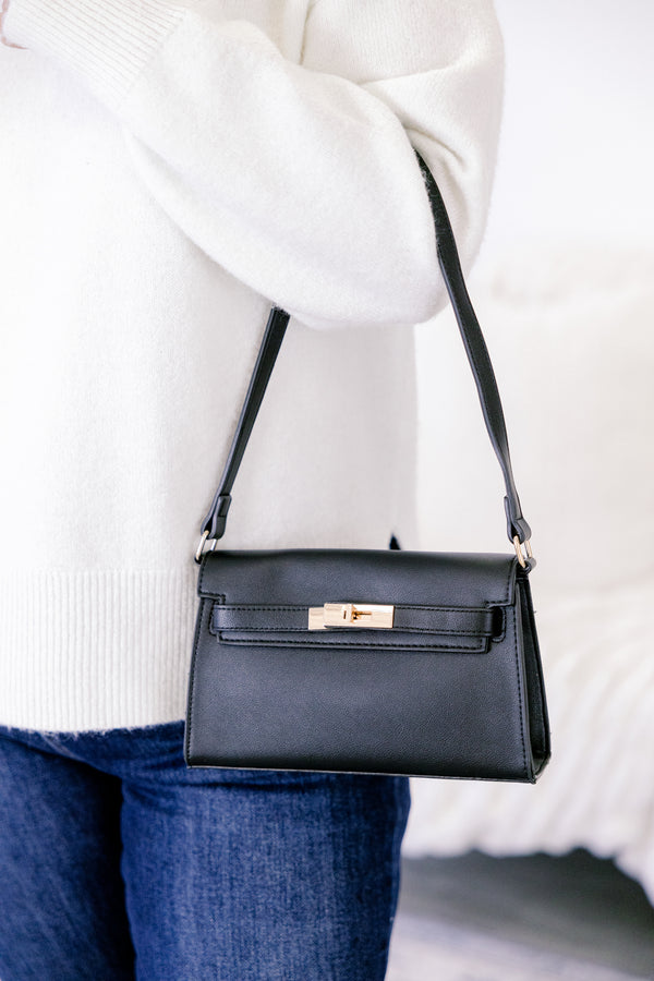 Chic Soul plus size clothing, black small shoulder bag with gold hardware