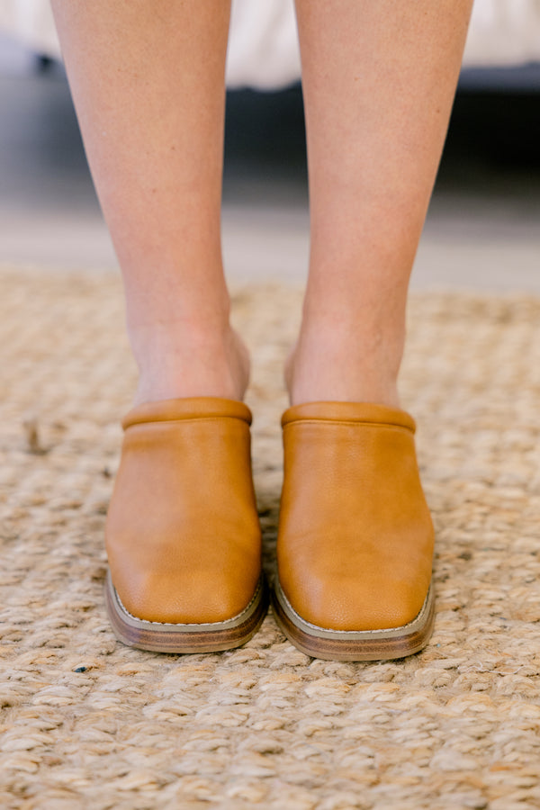 Chic Soul plus size clothing, brown leather block heel clogs