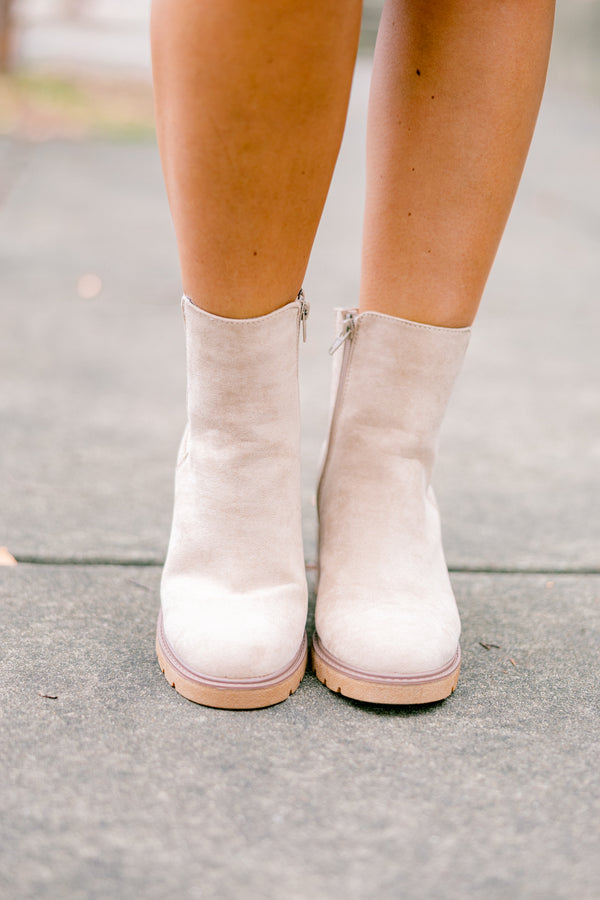 Chic Soul plus size clothing, light tan high heel ankle booties