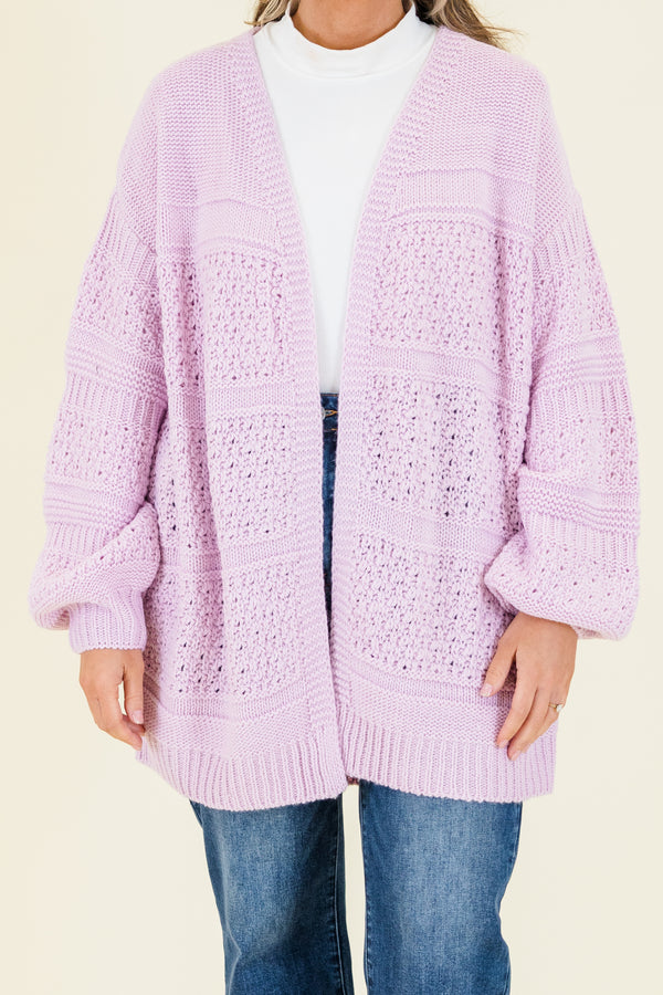 Chic Soul plus size clothing, lavender long sleeve cardigan