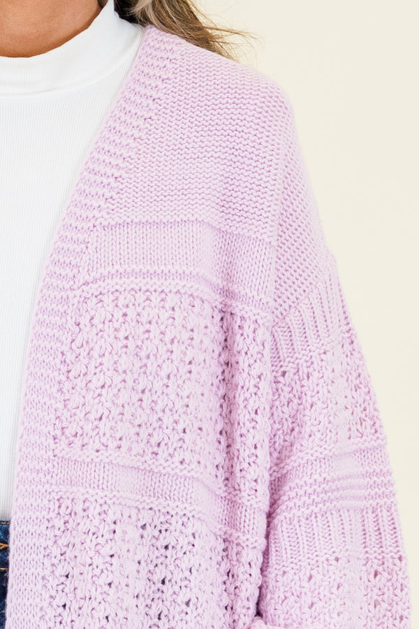 Chic Soul plus size clothing, lavender long sleeve cardigan