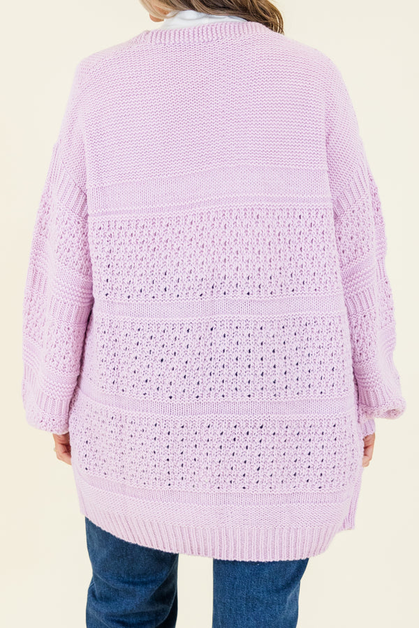Chic Soul plus size clothing, lavender long sleeve cardigan