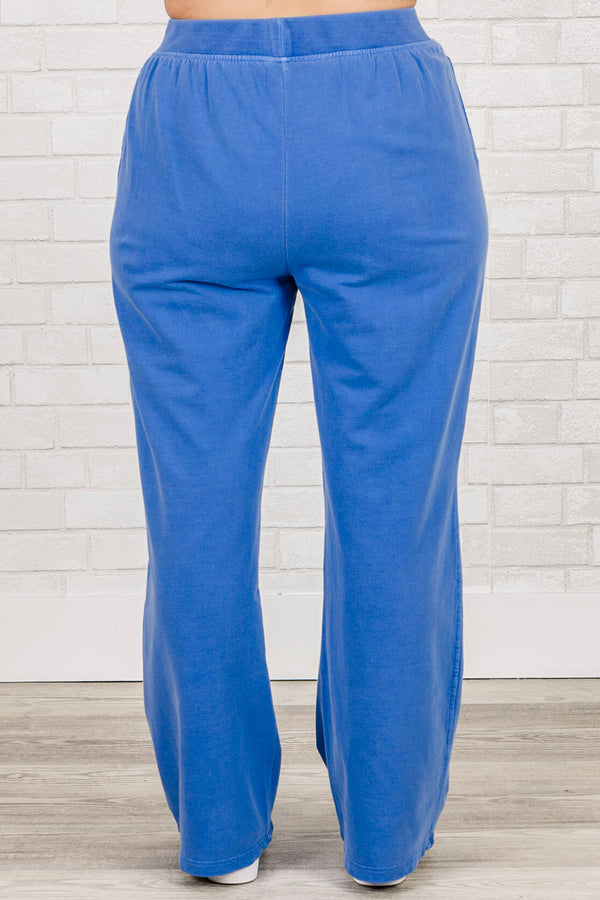Chic Soul plus size clothing, bright blue colored straight leg pants