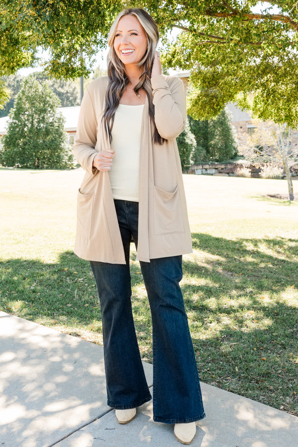 Chic Soul plus size clothing, ash mocha cardigan with pockets