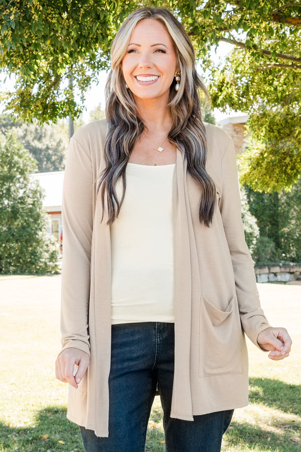 Chic Soul plus size clothing, ash mocha cardigan with pockets