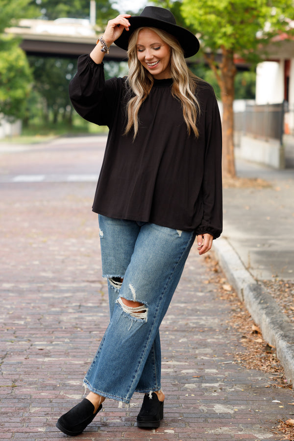 Chic Soul plus size clothing, dark washed distressed jeans with frayed hemline