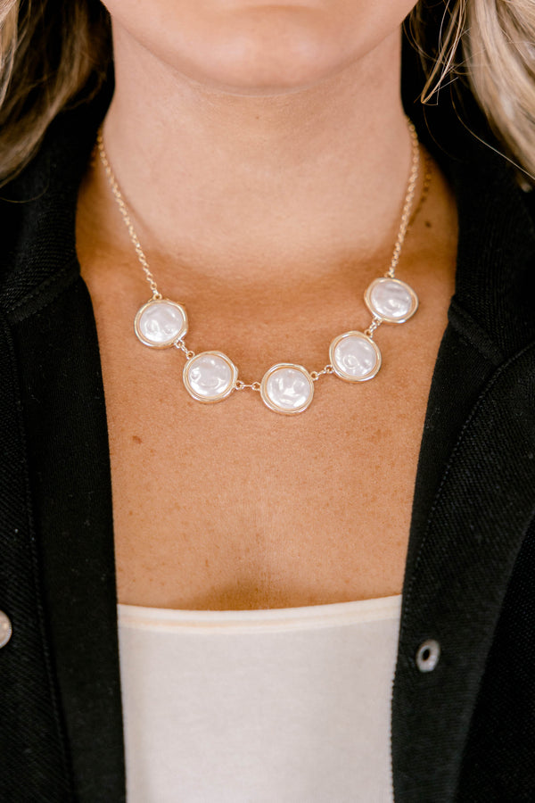 Chic Soul plus size clothing, gold chain necklace with pearl coins 