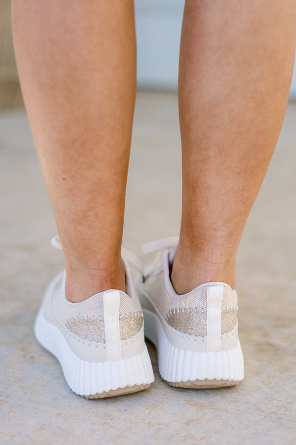 Chic Soul plus size clothing, beige platform lace-up sneakers with a white ribbed sole 