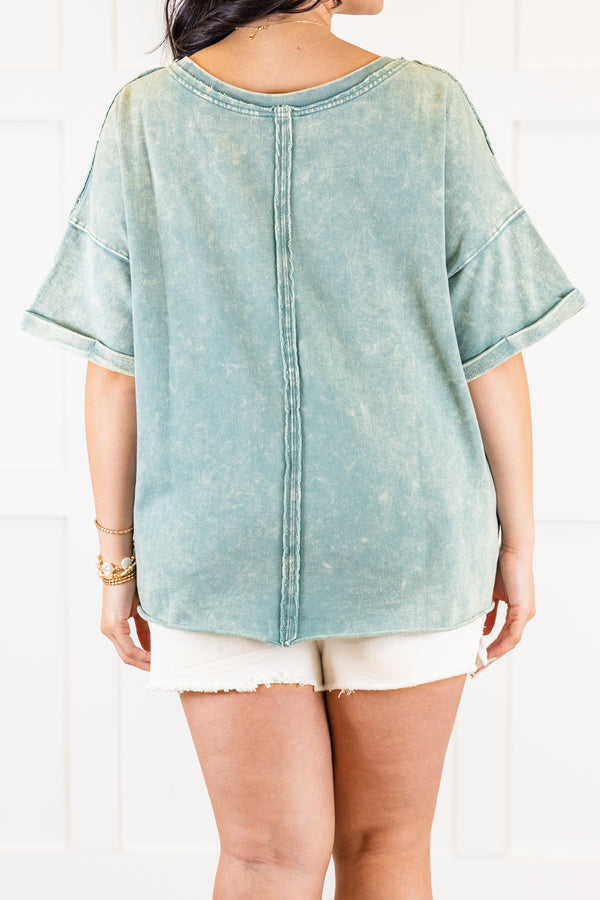 Chic Soul plus size clothing, ash blue short sleeve top