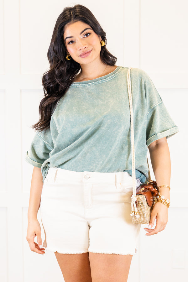 Chic Soul plus size clothing, ash blue short sleeve top