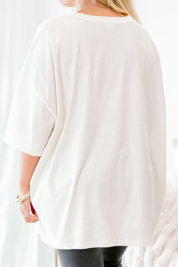 Chic Soul plus size clothing, Ivory Short sleeve graphic tee with a grey smiley face in the center of the shirt that is filled with a grey leopard pattern