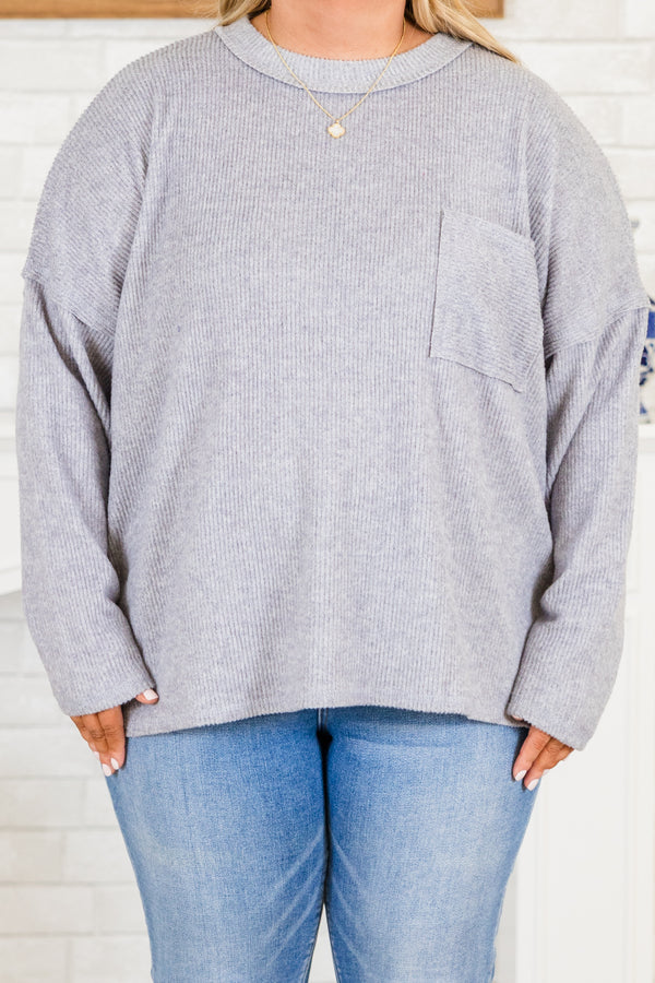 Lookin' Good Feelin' Better Sweater, Heather Gray