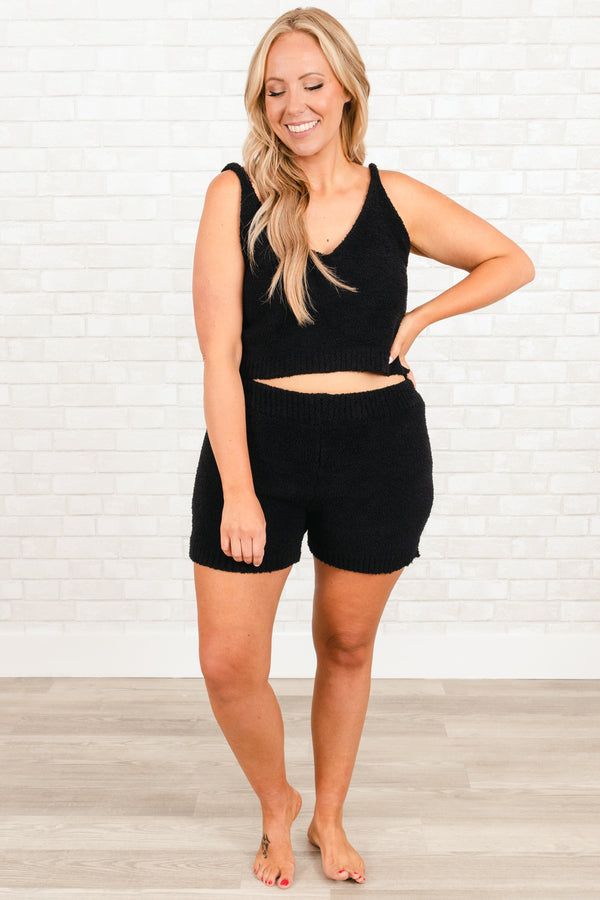 Chic Soul plus size clothing, black sherpa tank