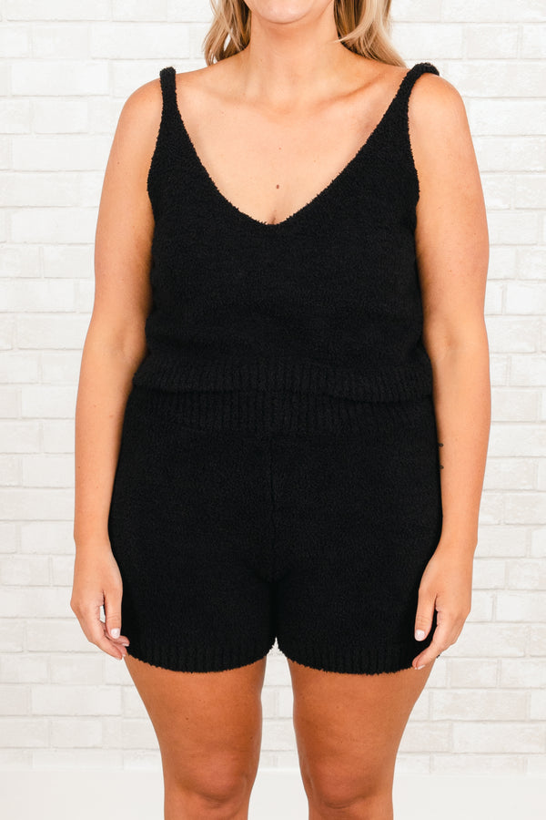 Chic Soul plus size clothing, black sherpa tank
