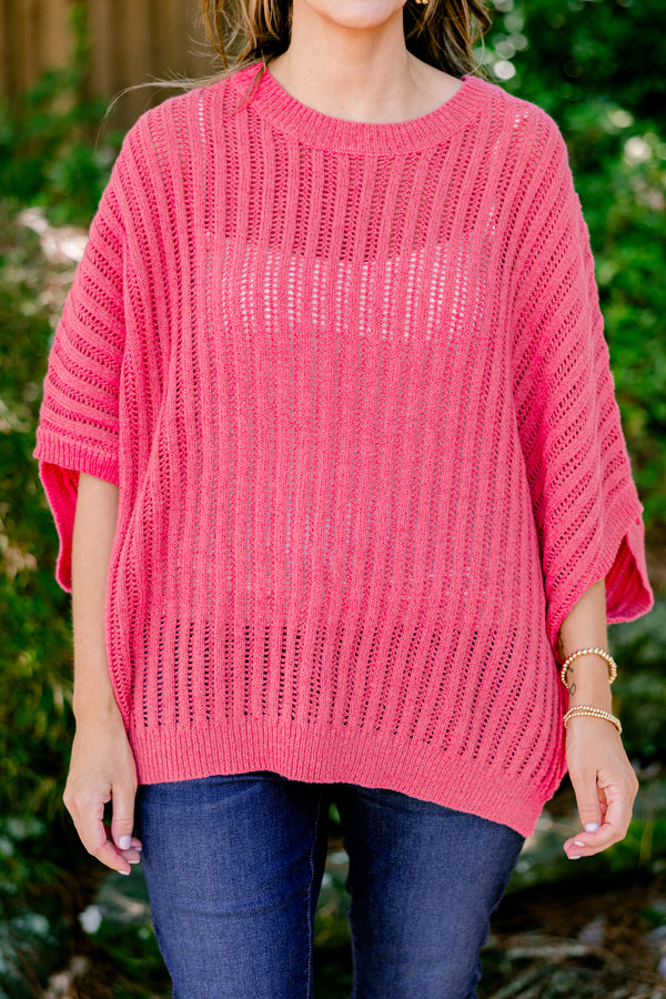 Chic Soul plus size clothing, dark rose half sleeve sweater with an woven texture 