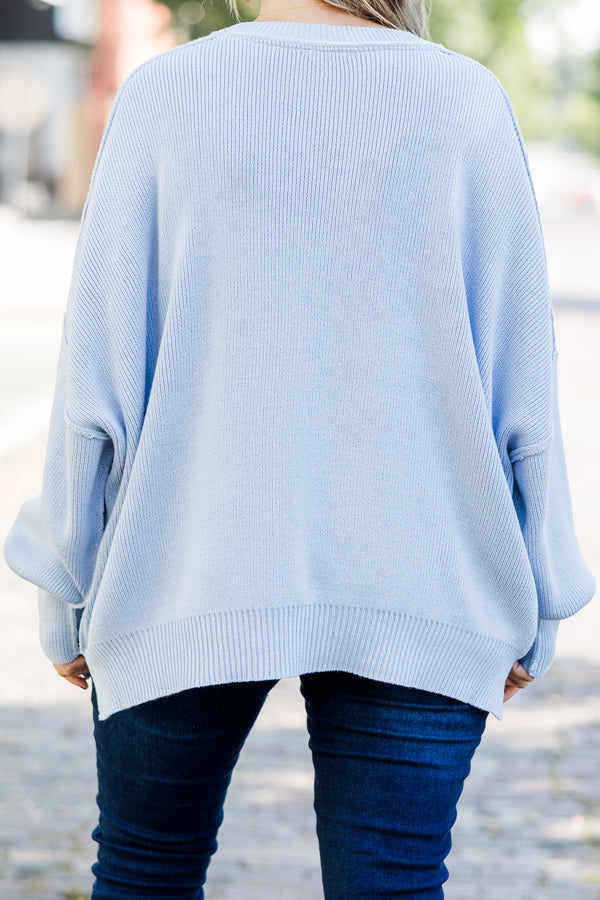 Chic Soul plus size clothing, light blue knit sweater