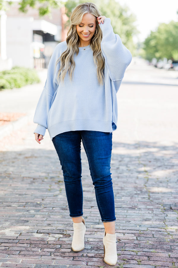 Chic Soul plus size clothing, light blue knit sweater
