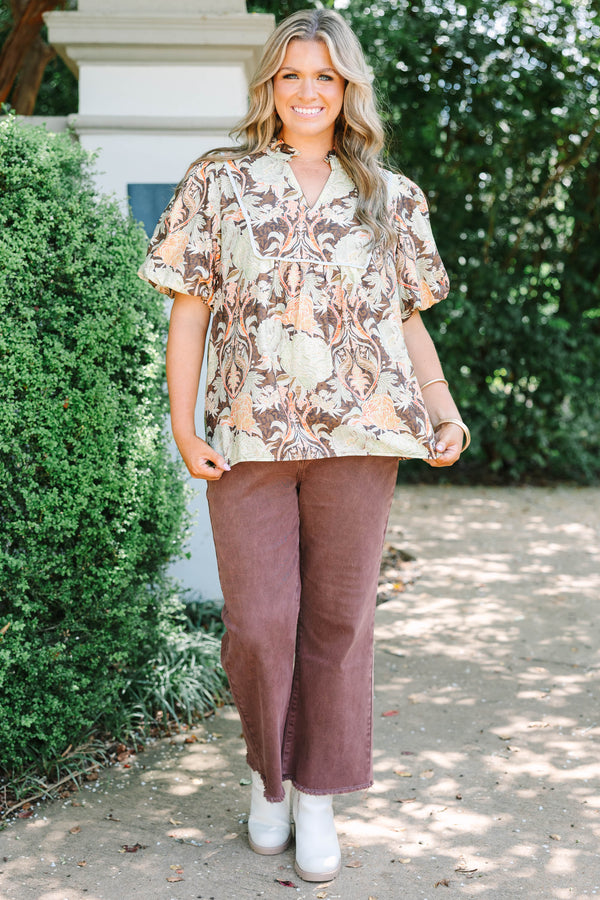 Make It Fun Top, Brown