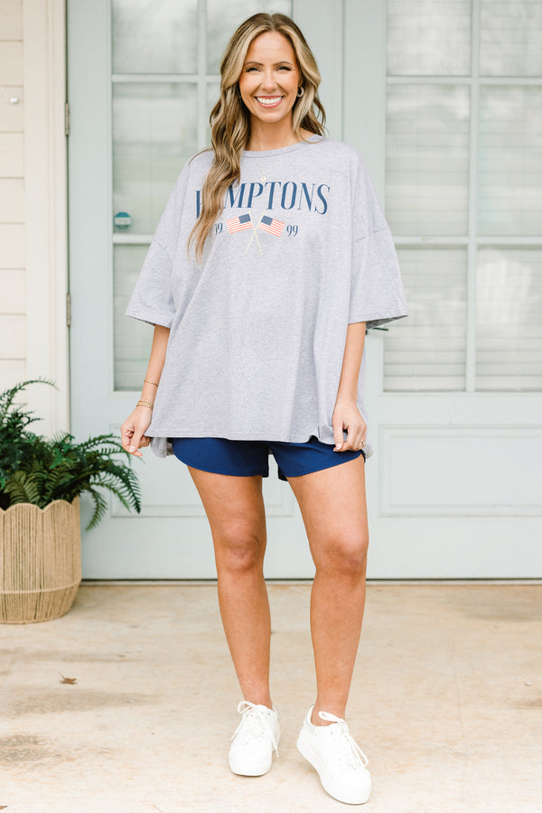Chic Soul plus size clothing, heather grey short sleeve boyfriend tee with 