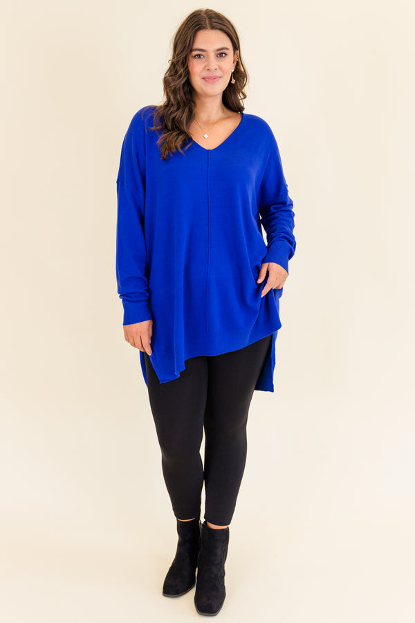Miss Who I Was Sweater, Cobalt Blue