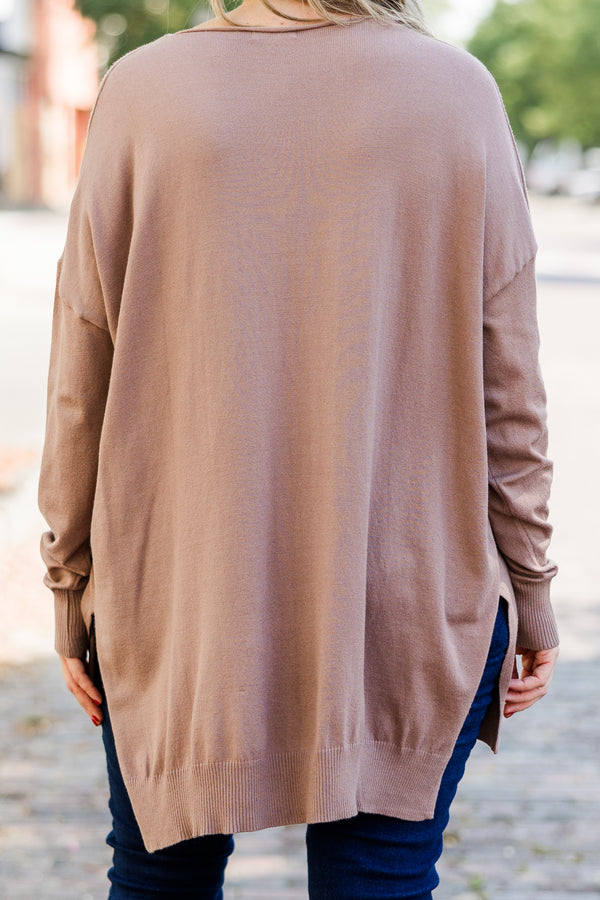 Chic Soul plus size clothing, mocha v neck sweater