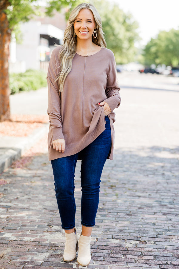 Chic Soul plus size clothing, mocha v neck sweater