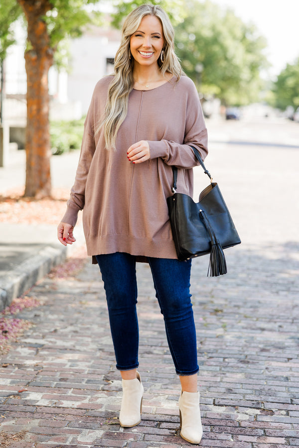 Chic Soul plus size clothing, mocha v neck sweater