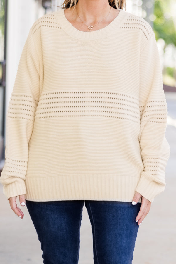  Chic Soul plus size clothing, light brown knitted long sleeve sweater