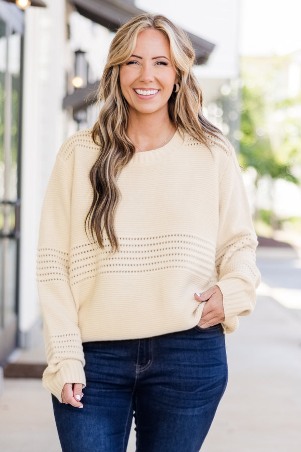  Chic Soul plus size clothing, light brown knitted long sleeve sweater