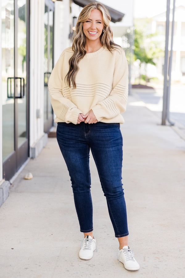  Chic Soul plus size clothing, light brown knitted long sleeve sweater