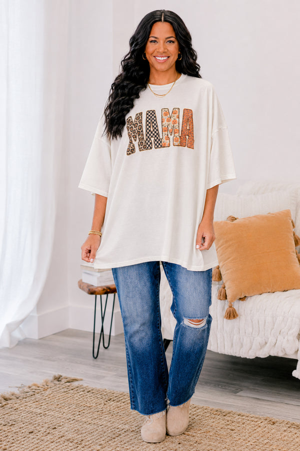 Chic Soul plus size clothing, ivory boyfriend tee with 