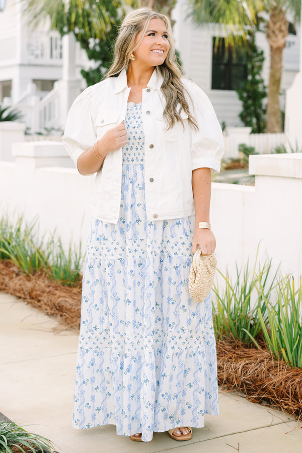 Chic Soul plus size clothing, short puff sleeve white denim button up jacket 