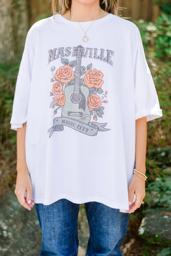 Chic Soul plus size clothing, white boyfriend graphic tee with 