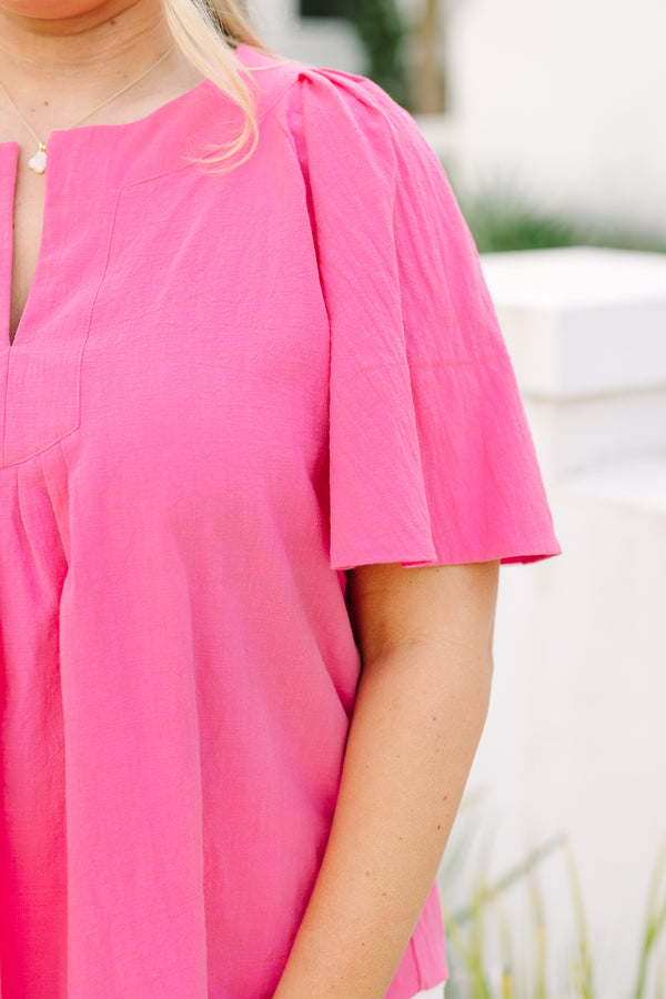 Chic Soul plus size clothing, rose top with bell sleeves and a slight v-neckline as well as rouching under the chest 