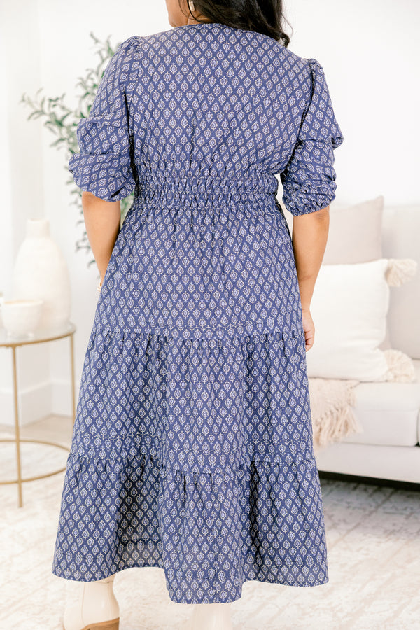 Chic Soul plus size clothing, blue dress, floral print, short sleeve, maxi dress, long length, casual