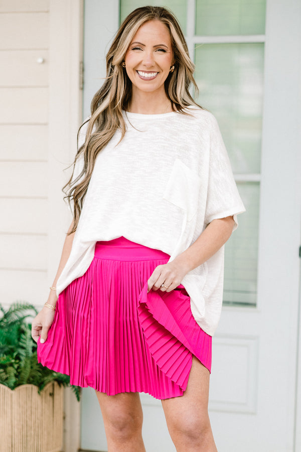 Chic Soul plus size clothing, pink pleated skort with a high waisted look
