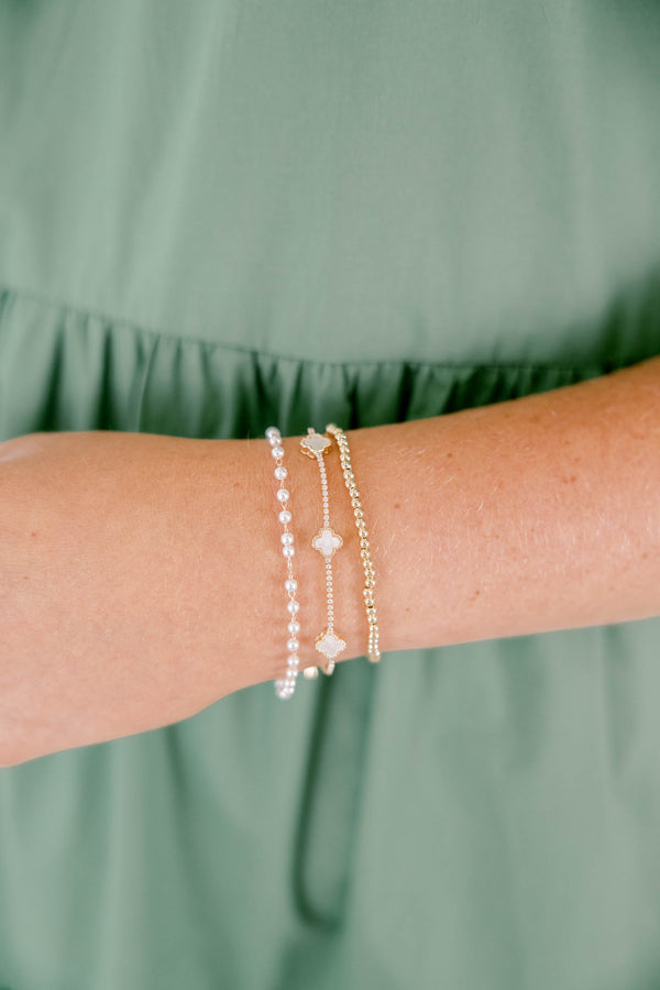 Chic Soul plus size clothing, gold bracelet set with beaded gold and pearls