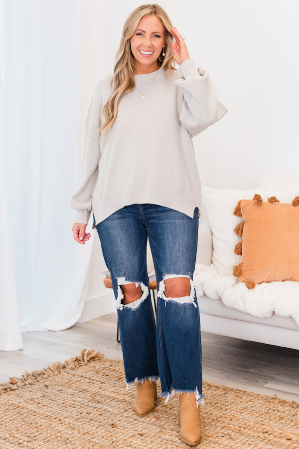 Chic Soul plus size clothing, high-waisted dark wash cropped straight leg jeans with distressed details on the knees and seams