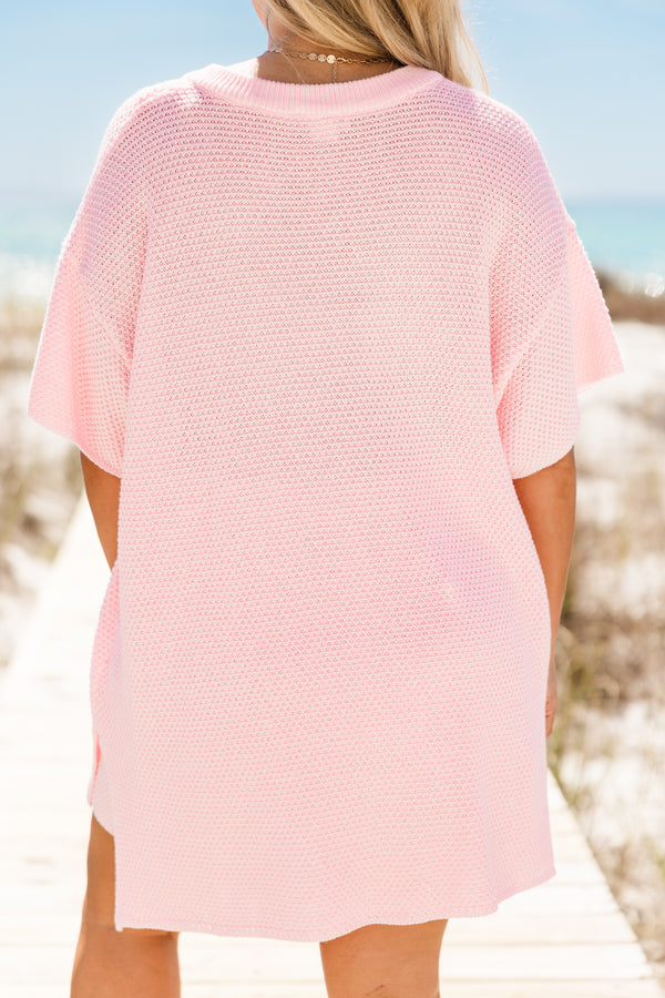 Chic Soul plus size clothing, light pink short sleeve and shorts set with four buttons on short sleeve top