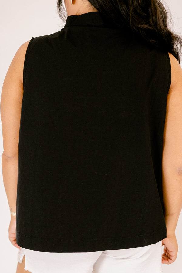 Chic Soul plus size clothing, black sleeveless tank with a v-neckline