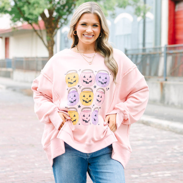 Only Treats Boyfriend Tee, Cream Pink