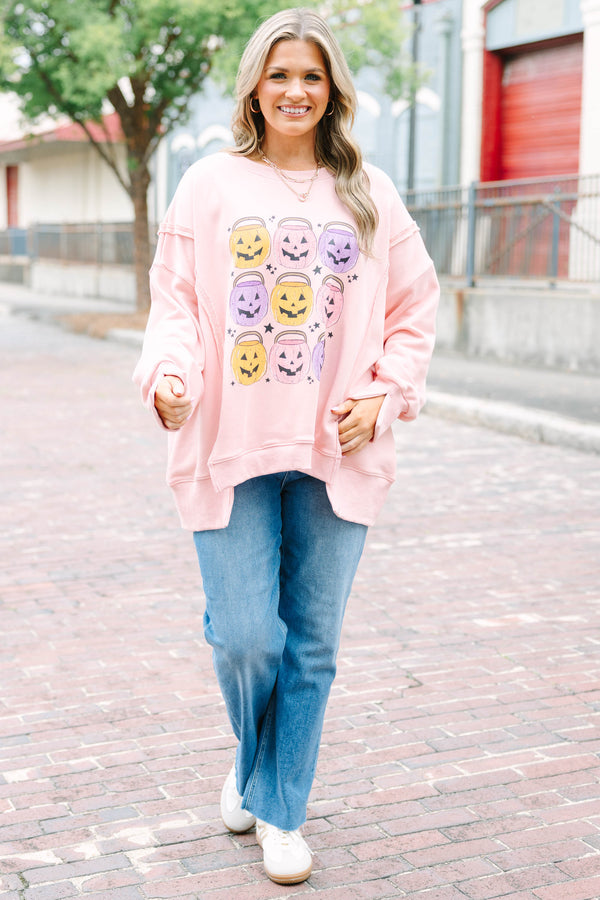 Only Treats Boyfriend Tee, Cream Pink