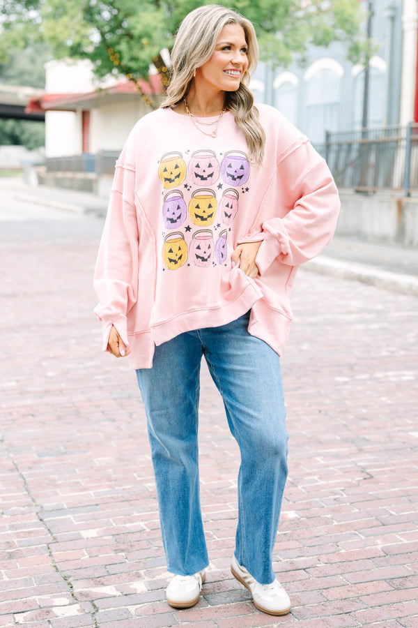 Only Treats Boyfriend Tee, Cream Pink