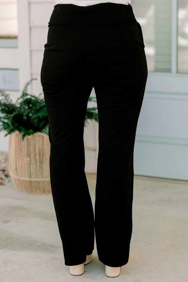 Chic soul plus size clothing, solid black pants with a high waist band 