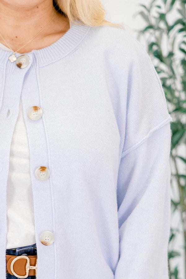 Chic Soul plus size clothing, blue cardigan with brown buttons going down the center of the cardigan