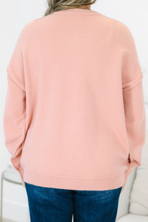 Plus size mauve knit cardigan with a relaxed fit, button-down front, and soft, stretchy fabric.