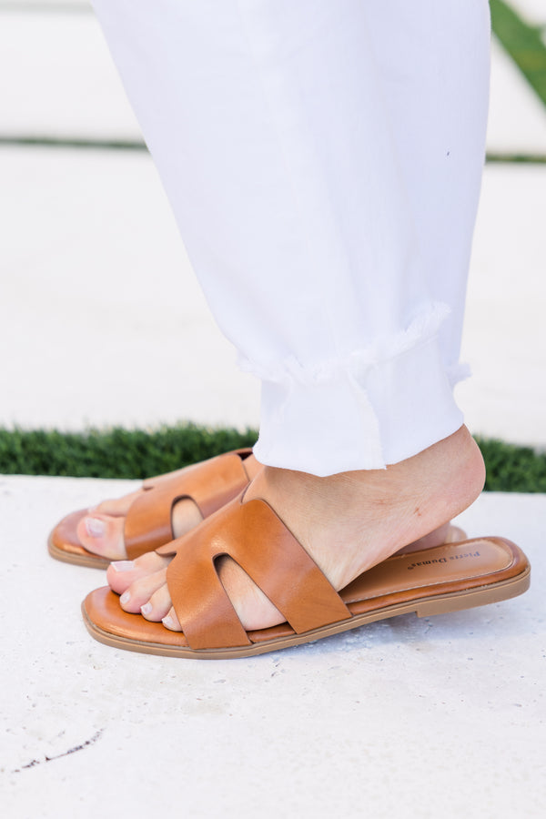 Chic Soul plus size clothing, new tan h-band backless sandals