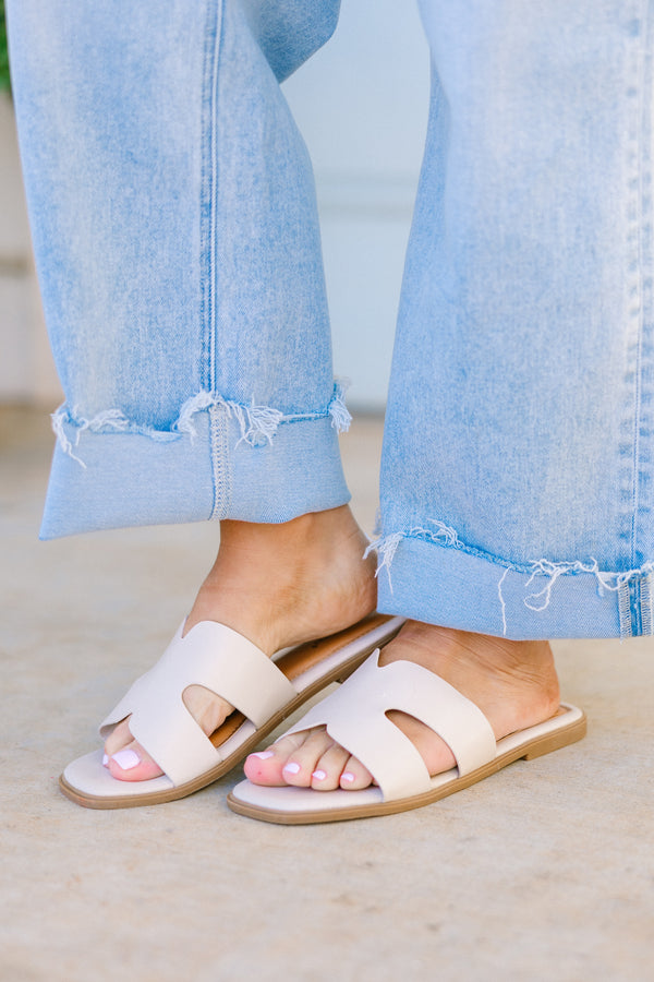 chic soul plus size clothing, nude slide on sandal 