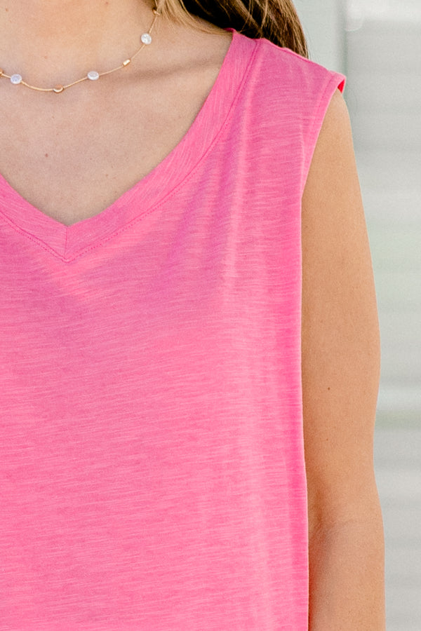 Chic Soul plus size clothing, thin hot pink v-neck tank